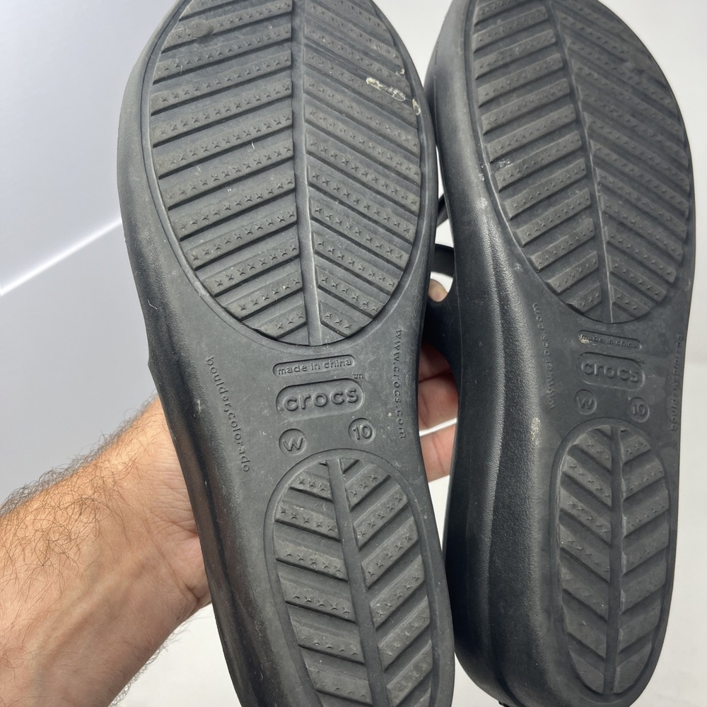 Crocs Hilga Black Gray Slip On Slides Womens Size 10 Wedge Summer Sandal Beach - Picture 5 of 15
